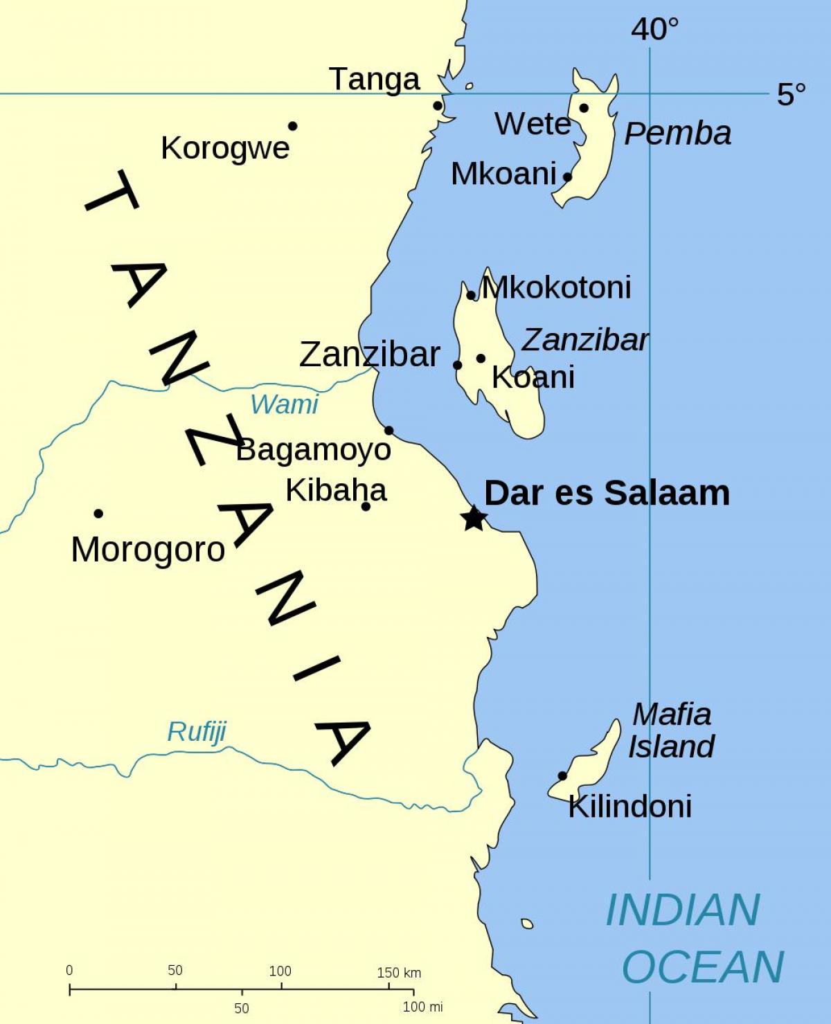 தான்சானியா தீவுகள் வரைபடம்