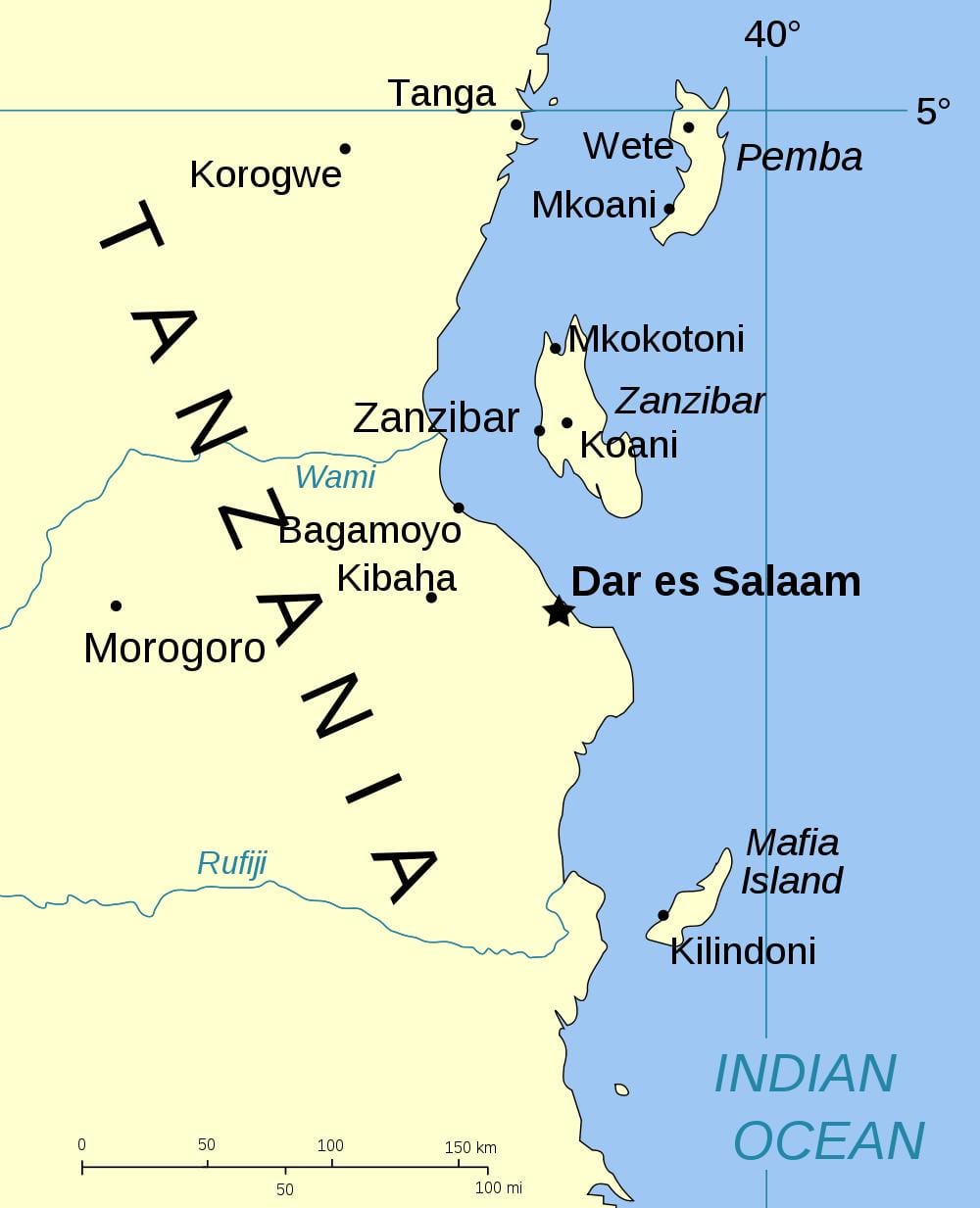 தான்சானியா தீவுகள் வரைபடம்