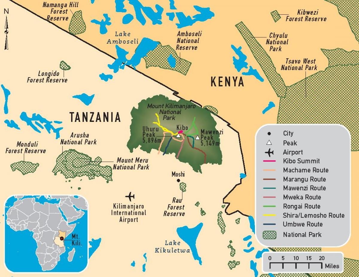 வரைபடம் தான்சானியா kilimanjaro
