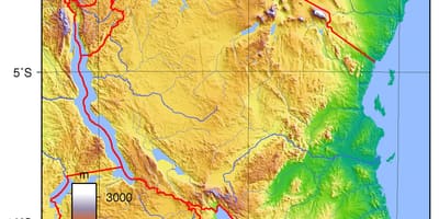 தான்சானியா topographic வரைபடம்