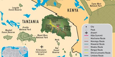 வரைபடம் தான்சானியா kilimanjaro